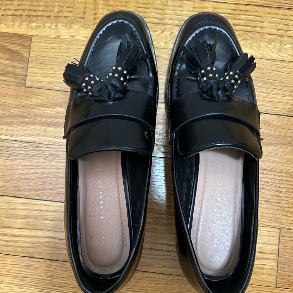 Zara Black Tassel Loafers